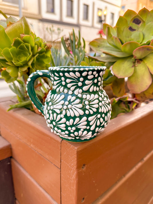 Talavera Jarrito Mug (Forest Green & White)