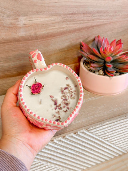 Talavera Small Heart Mug Candle (Dusty Rose)