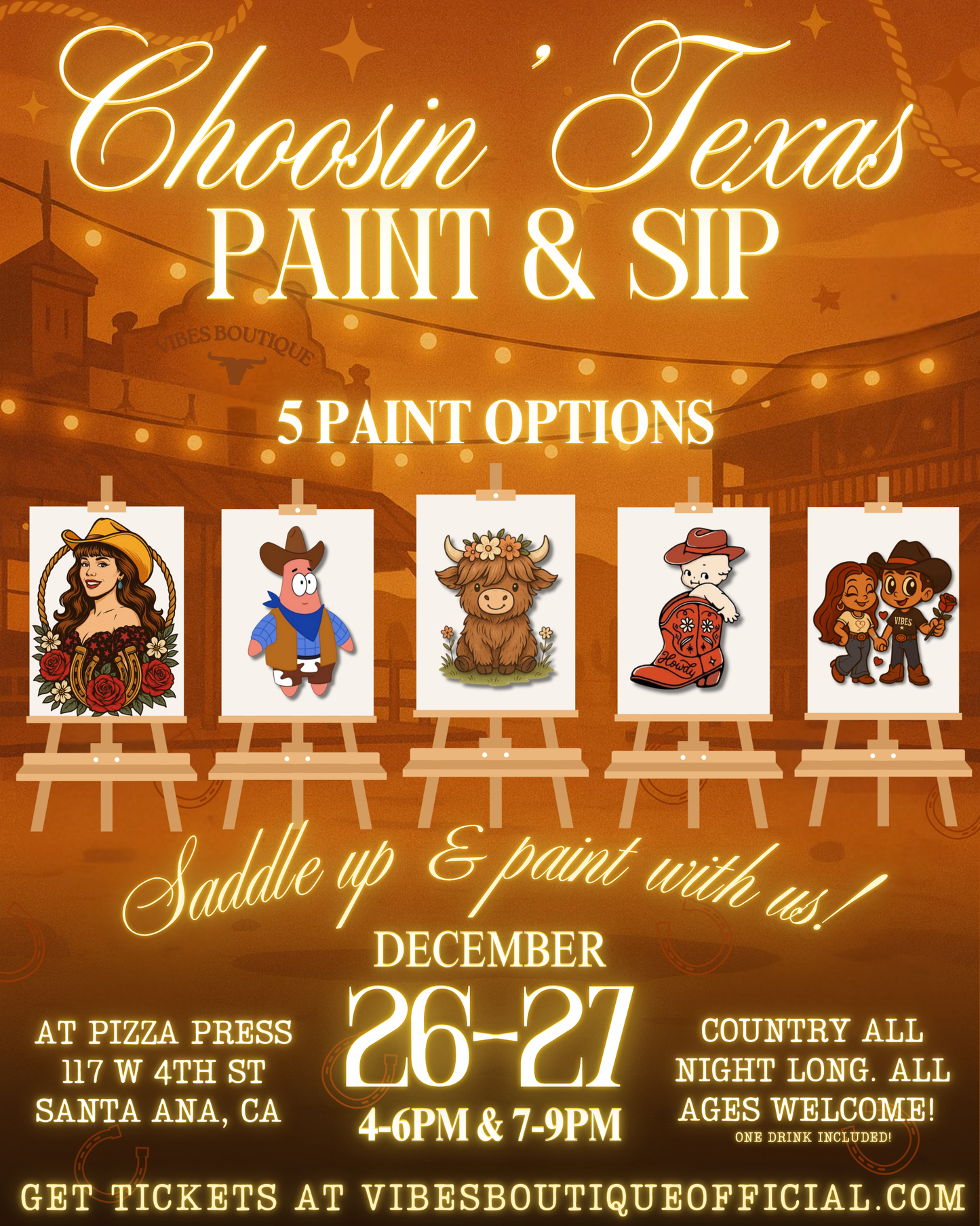 Choosin' Texas Paint & Sip (Dec 26 & 27)