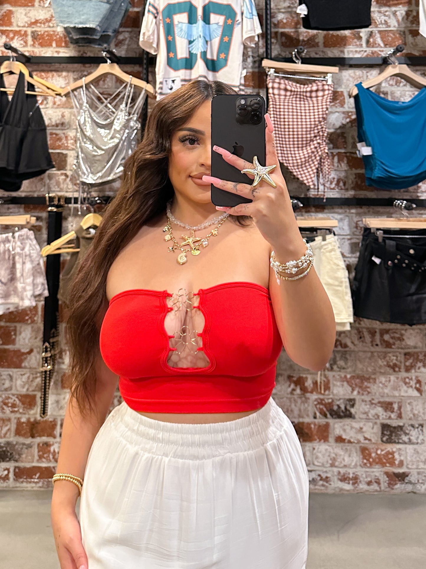 Front Open Flower Top (red)