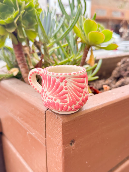 Talavera Mini Shot Glass With Handle (Dusty Rose)