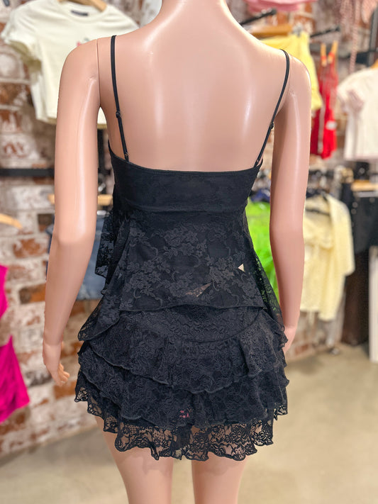 Ruffle Lace Skirt (Black)