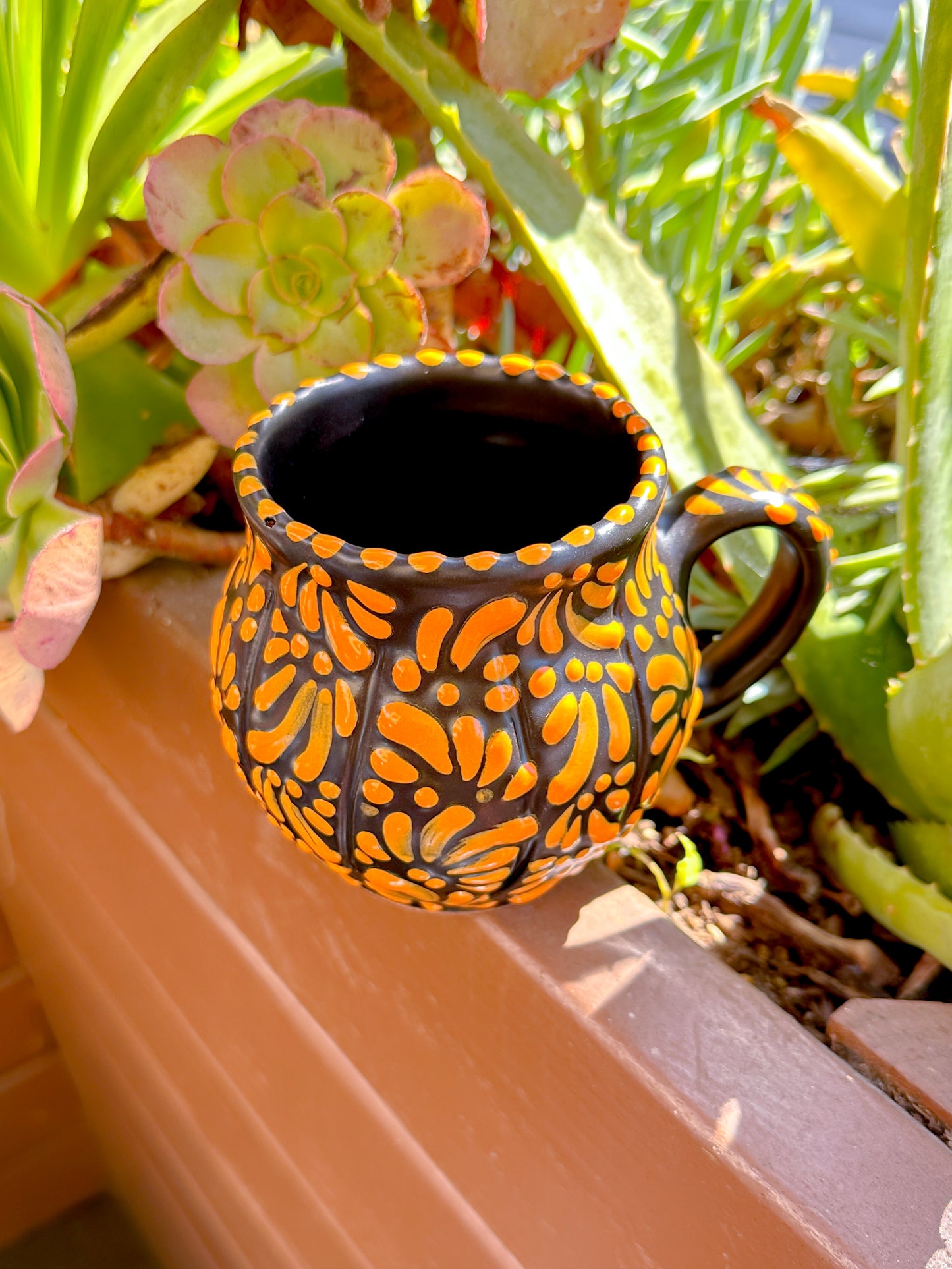 Talavera Jarrito Pumpkin Mug (Black & Orange)