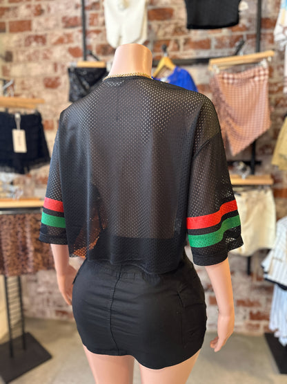 Mexico Lace Crop Jersey (Black) (Pre-order shipping in 10/5/25)