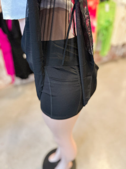 Black Mesh Skirt With Shorts