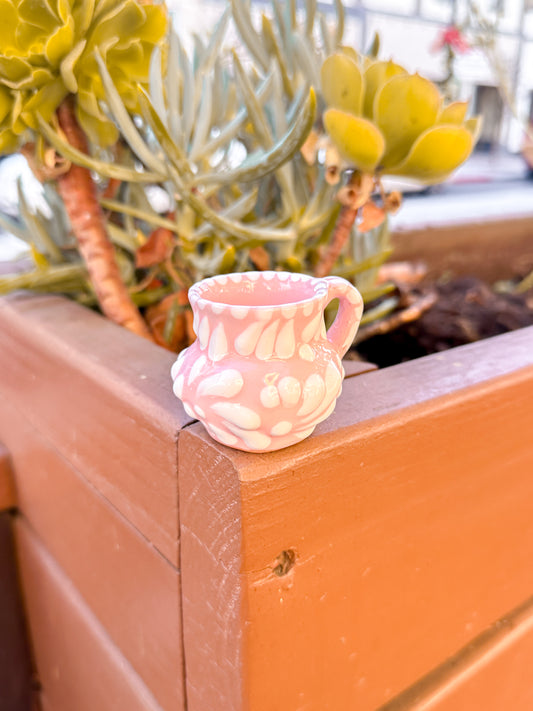 Talavera Mini Ornament Shot Glass (Light Pink & White)