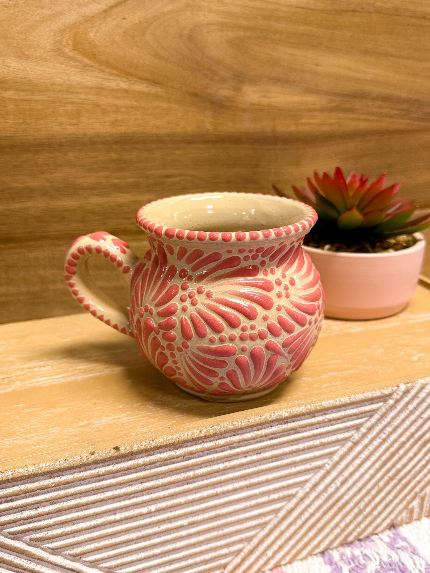 Talavera Jarrito Mug (Dusty Rose & Cream)