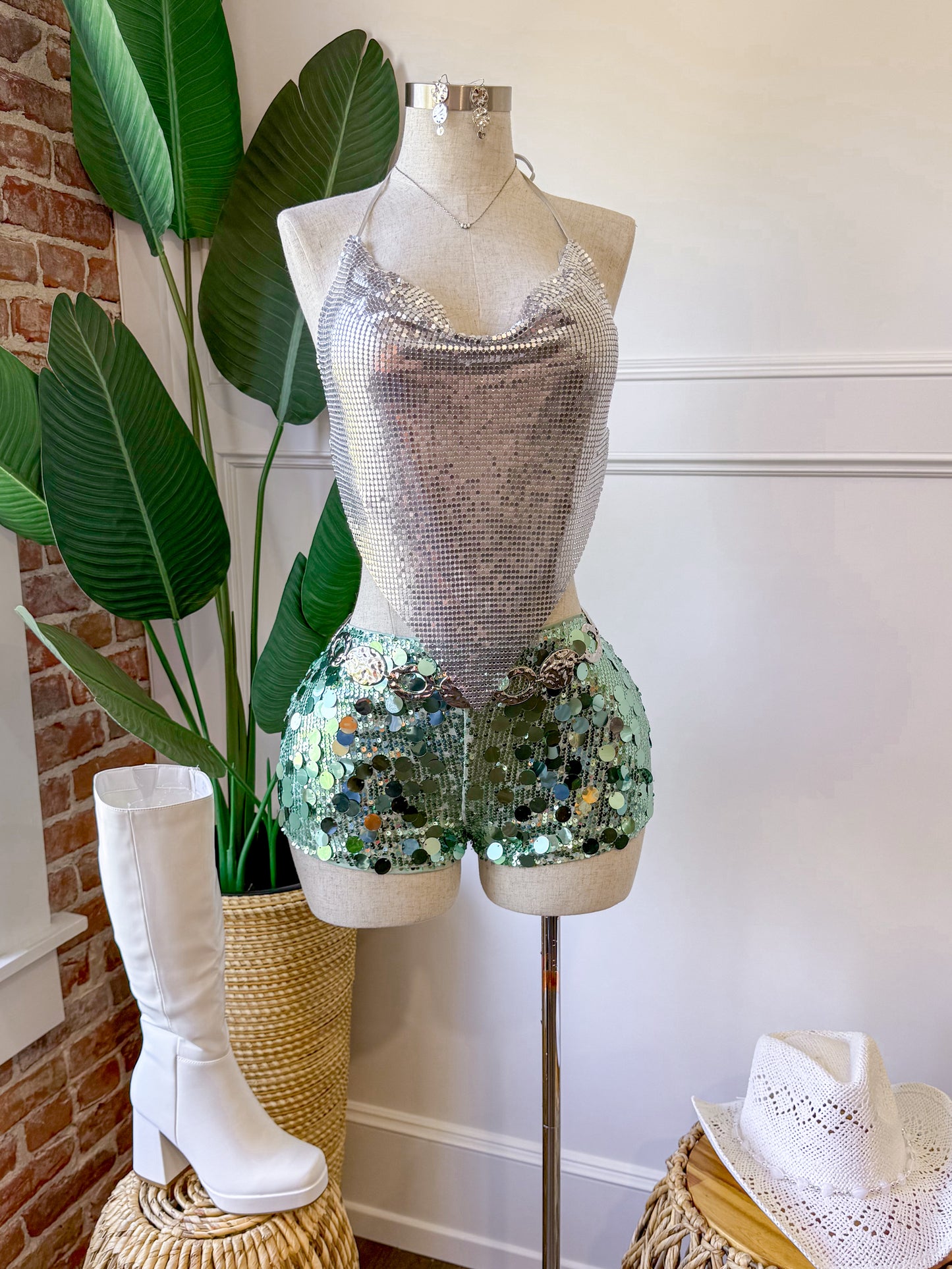 Gatito Shorts (Teal & White)