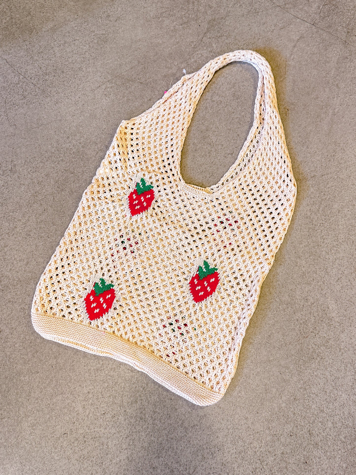 Strawberry Crochet Tote Bag