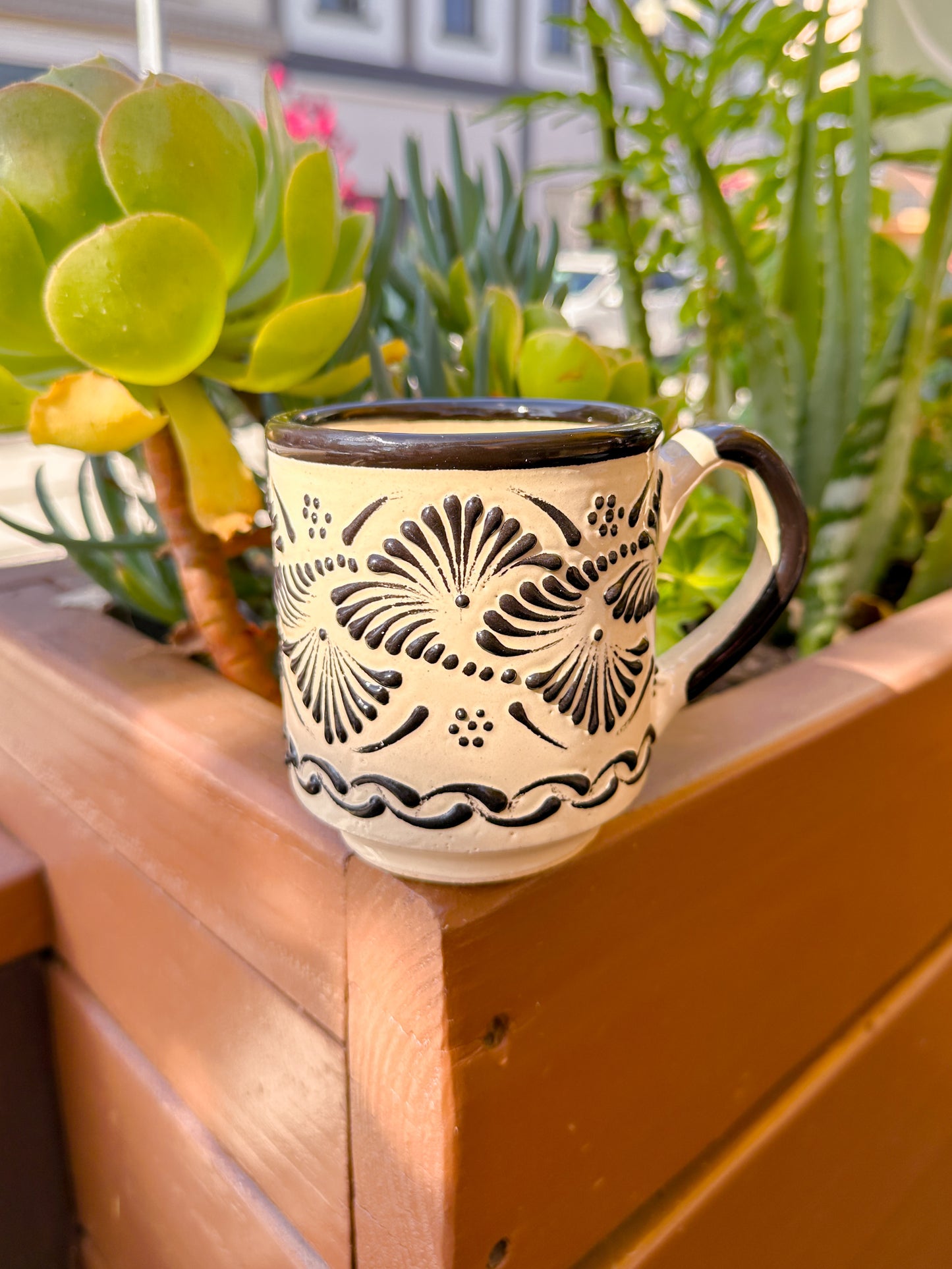 Talavera California Mug Style 2 (Black & Cream)