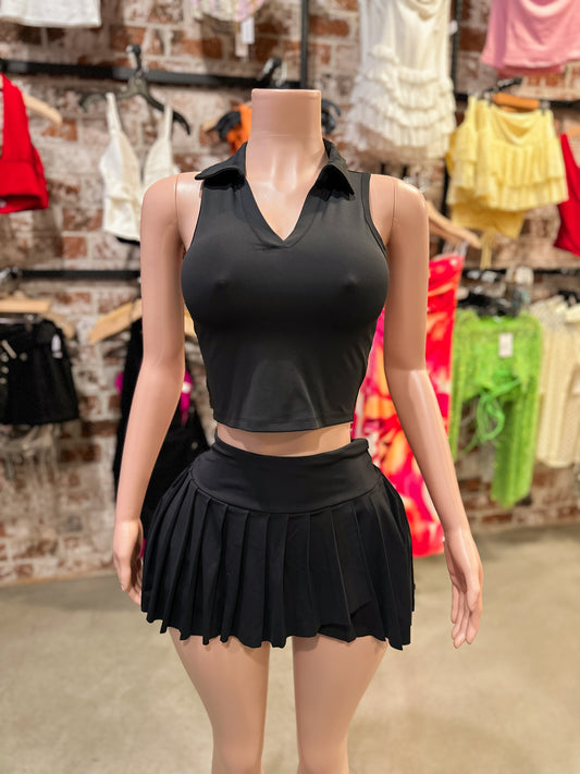 Black Pleated Set