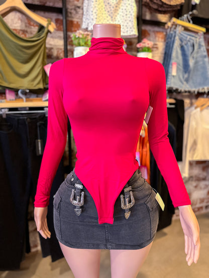 Turtle Neck Bodysuit (Red)