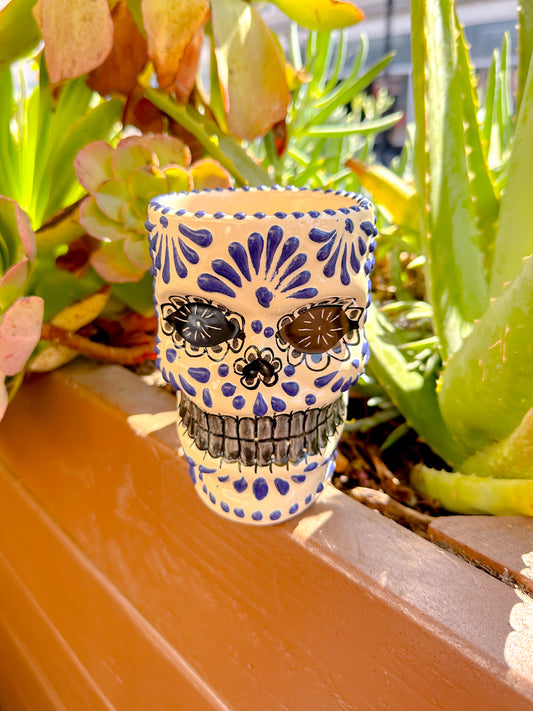 Talavera Medium Skull (Blue & White)