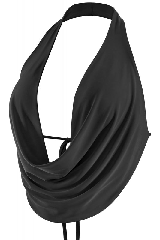 Cowl Neck Halter Top (Black)