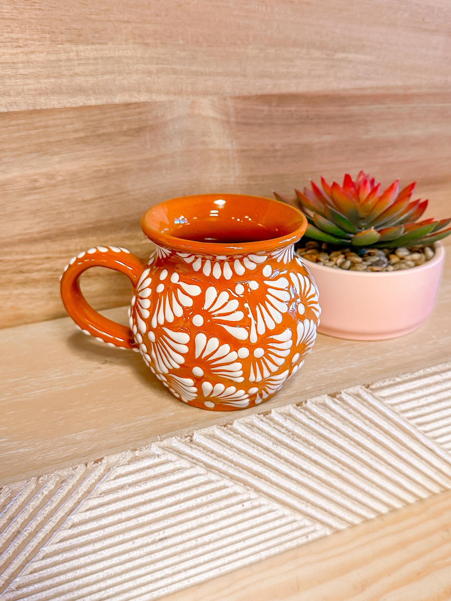 Talavera Jarrito Mug (Brown & White)