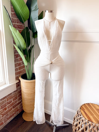 Pearl Kiss Jumpsuit (White)