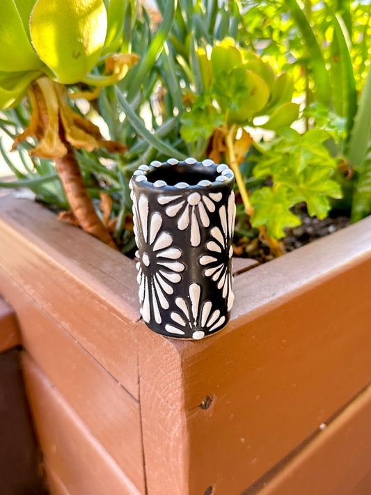 Talavera Shot Glass (Black & White)