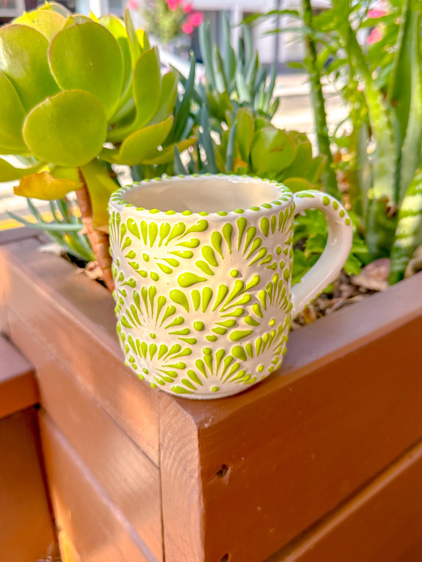 Talavera California Mug (Green & White)