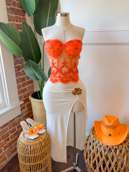 Tropical White Skirt