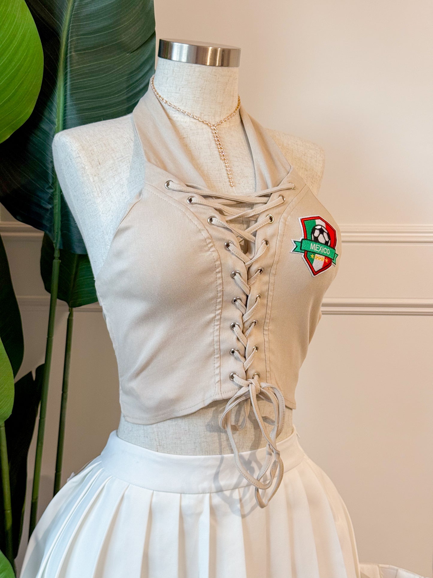 Mexico Tie Up Halter (Beige)