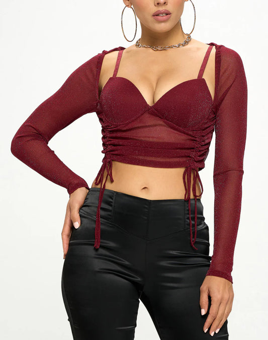Long Sleeve Burgundy Top