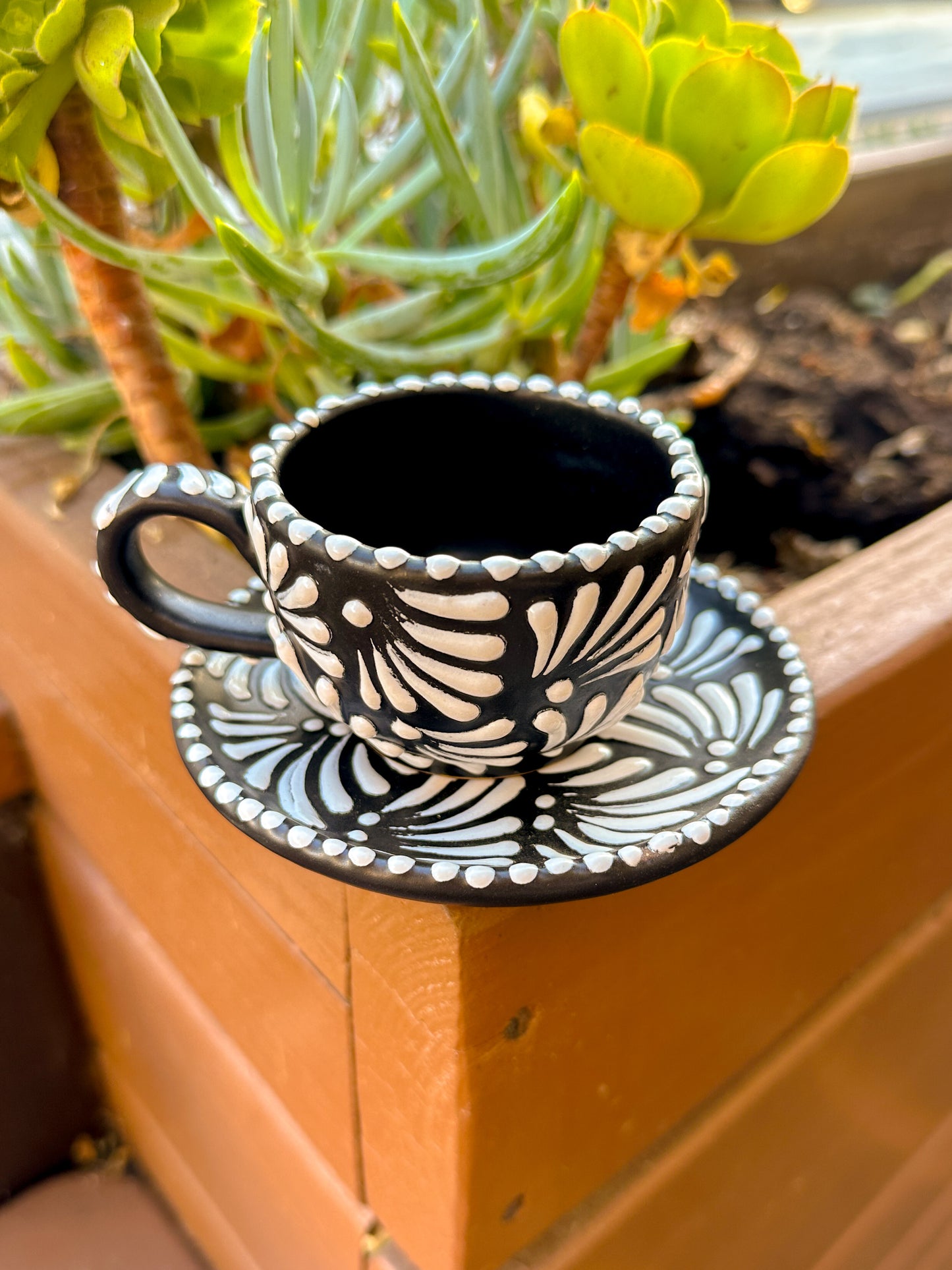 Talavera Mini Espresso Set (Black & White)