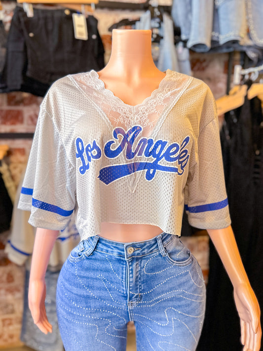 LA Grey Lace Crop Jersey