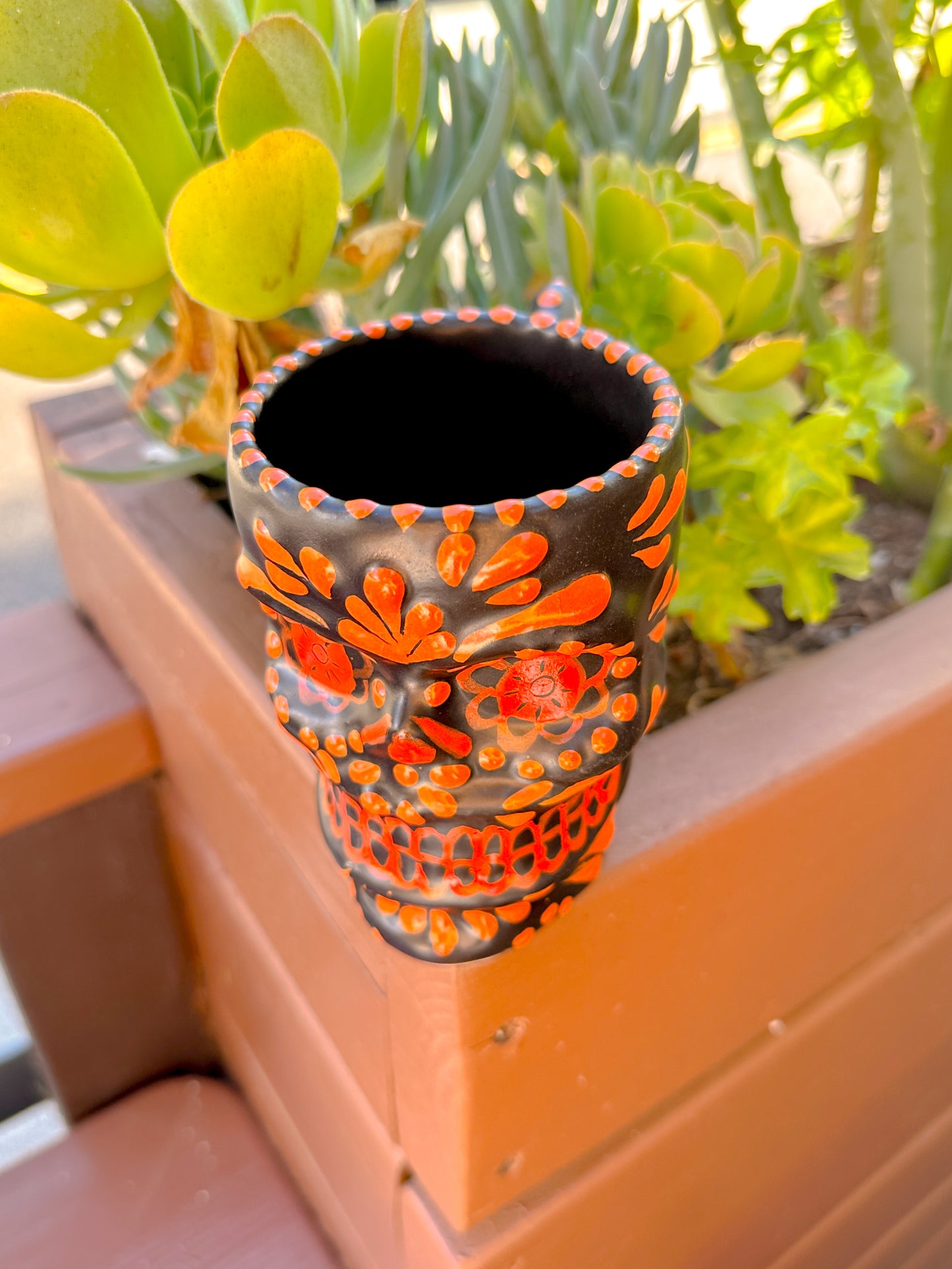 Talavera Medium Skull (Black & Orange)