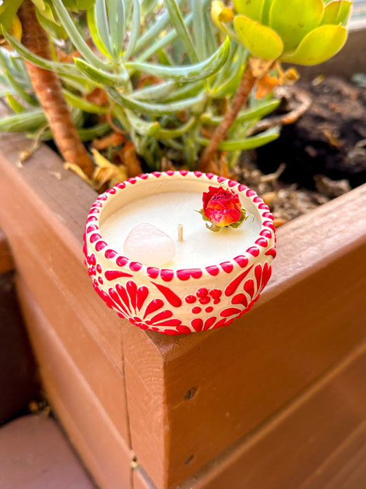 Talavera Mini Candle (Red & Cream)