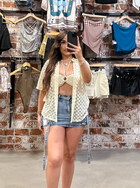 Checkered Top & Bra