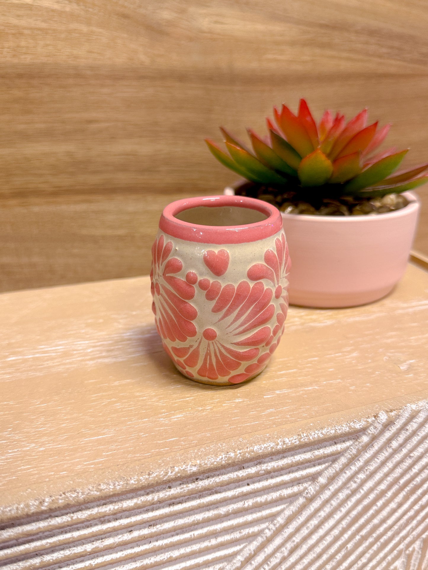 Talavera Shot Glass (Dusty Rose & Cream)