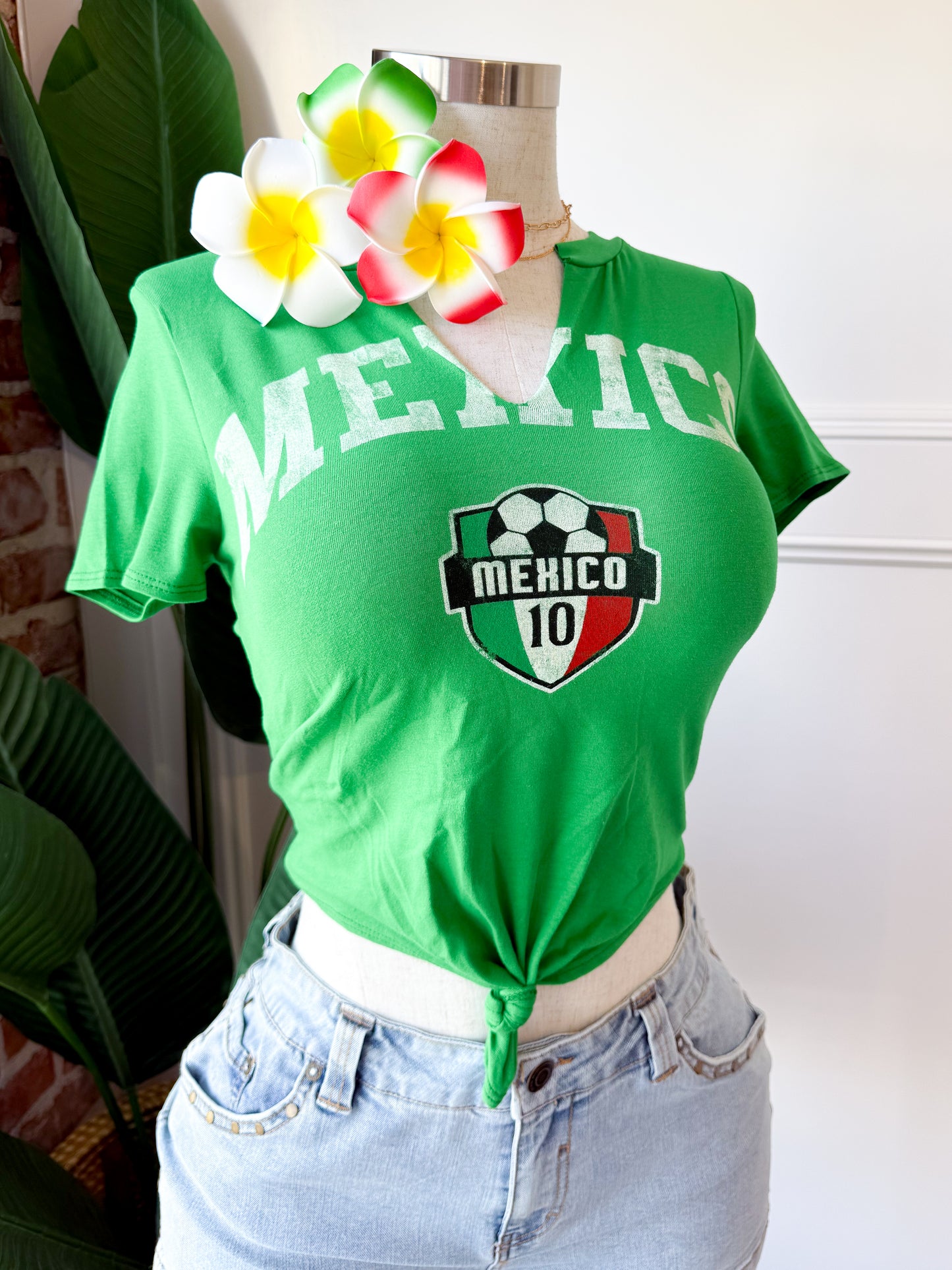 Mexico Green Tie Top