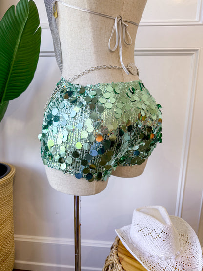 Gatito Shorts (Teal & White)