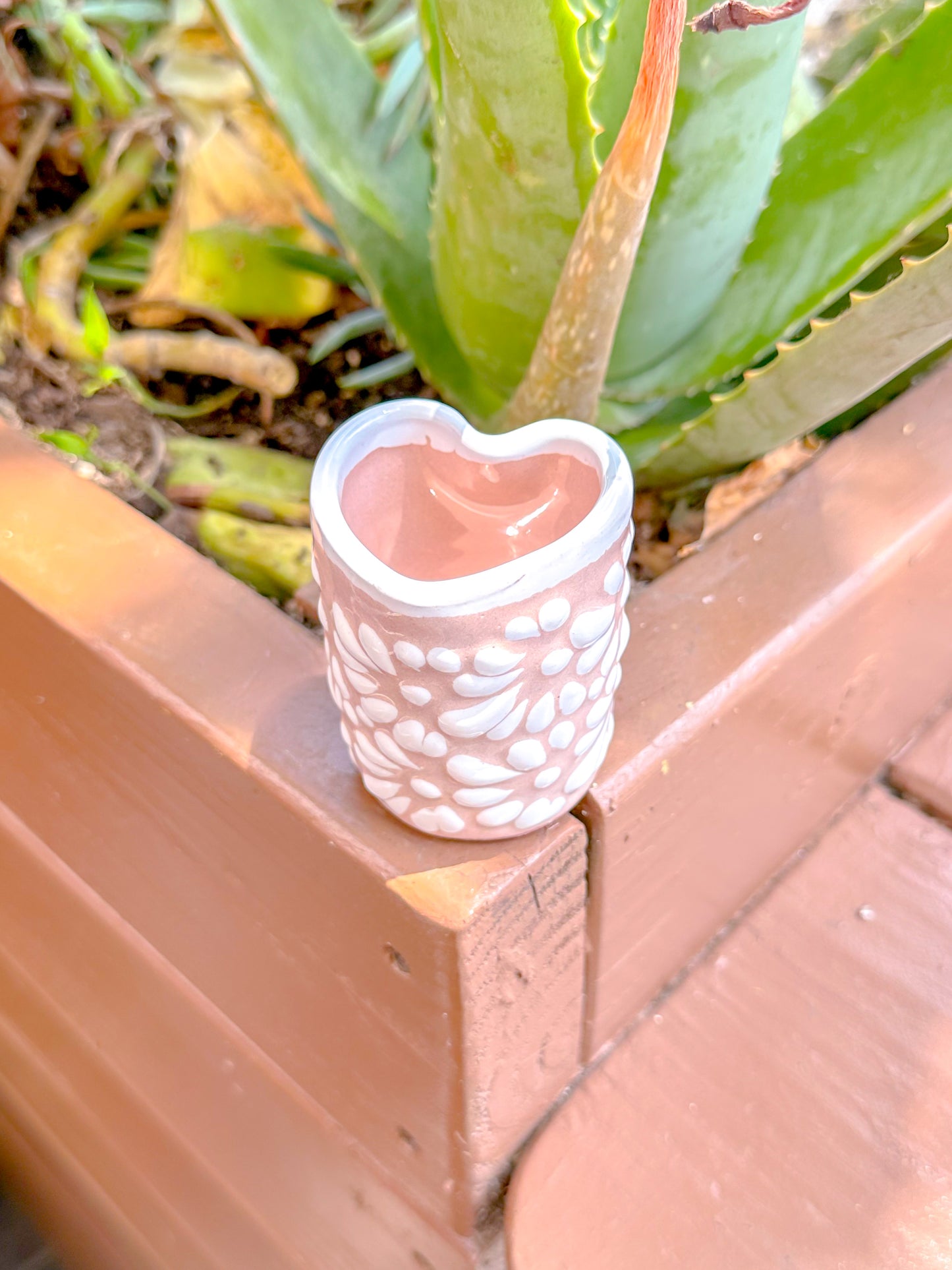 Talavera Heart Shot Glass (Nude & White)