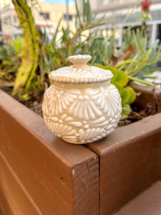 Talavera Small Sugar Bowl (White & Cream)