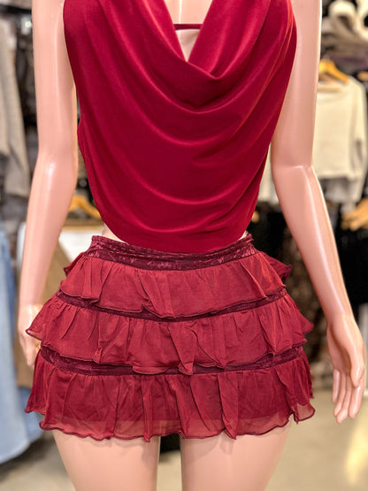 Bloomer Lace Skirt (Burgundy)