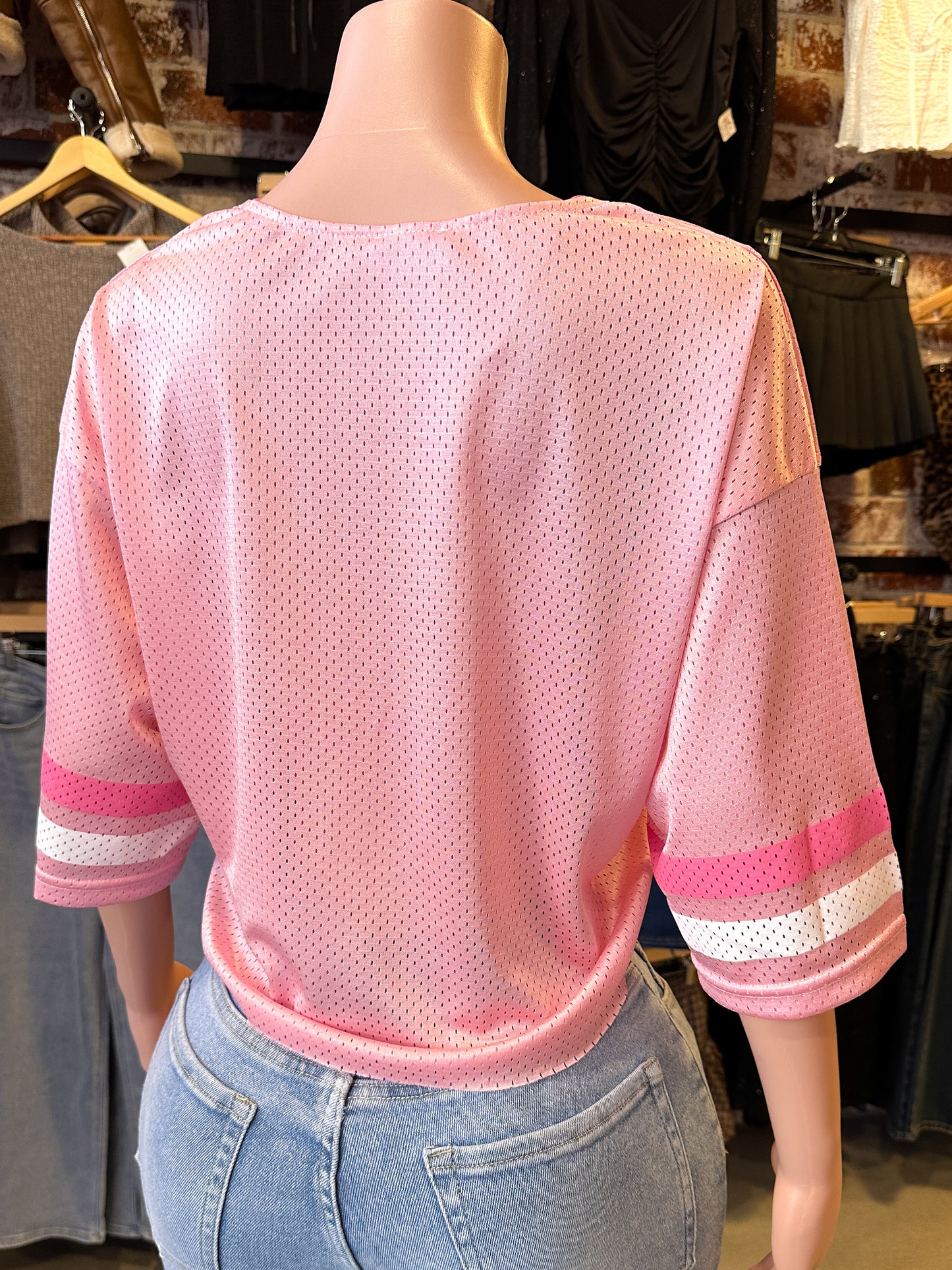 Mexico Lace Crop Jersey (Pink)