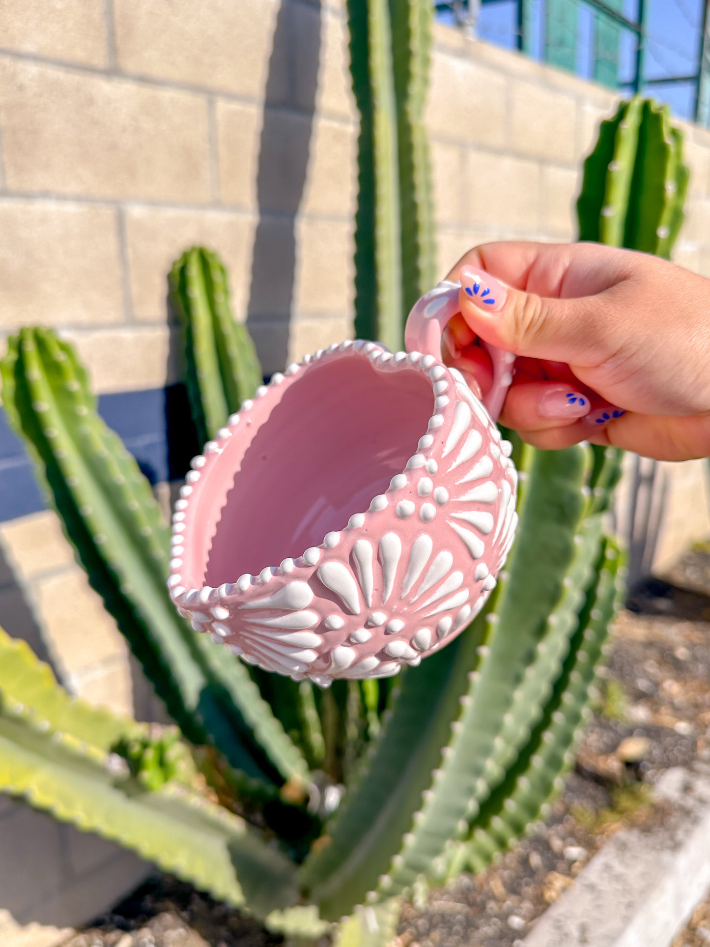 Talavera Heart Mug (Pink & White)