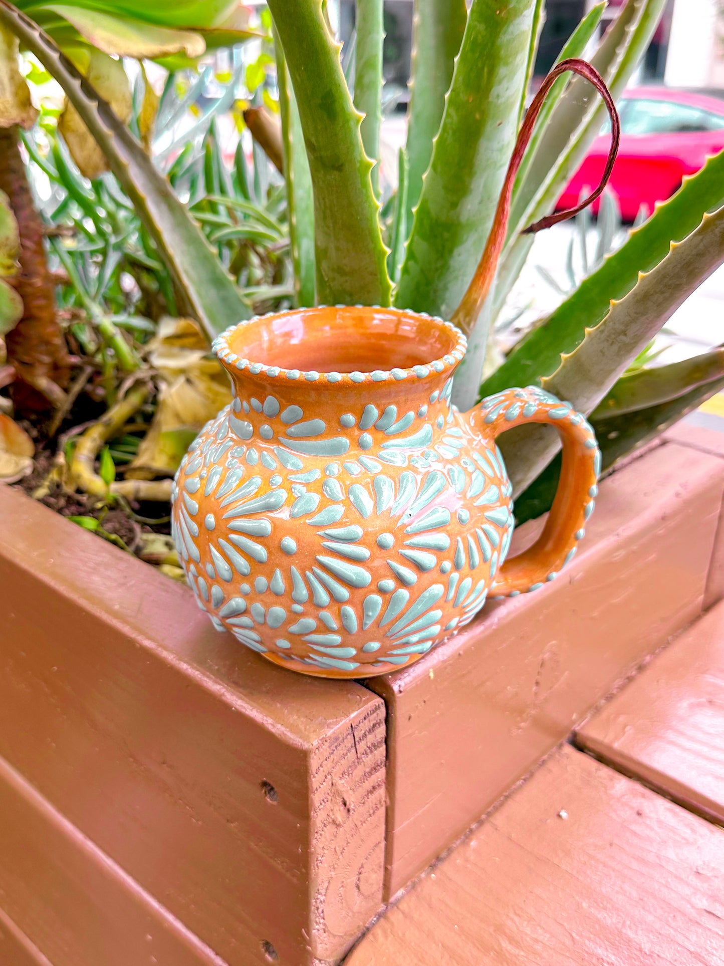 Talavera Jarrito Mug (Brown & Teal)