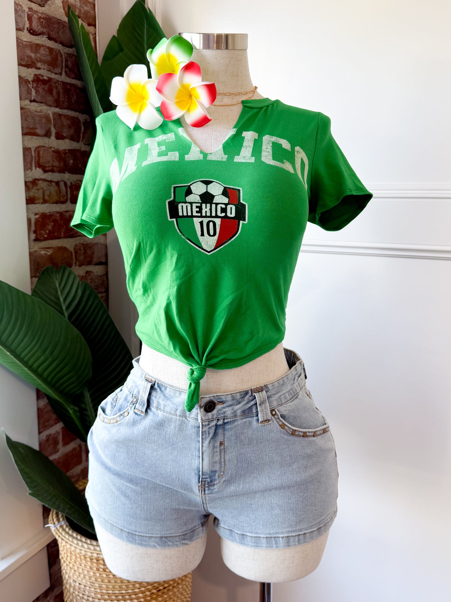 Mexico Green Tie Top