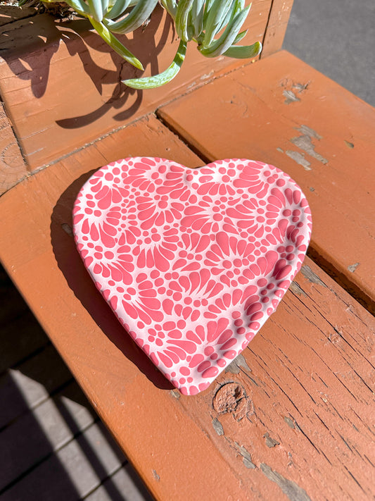 Artisanal Heart Plate (Pink On Pink)