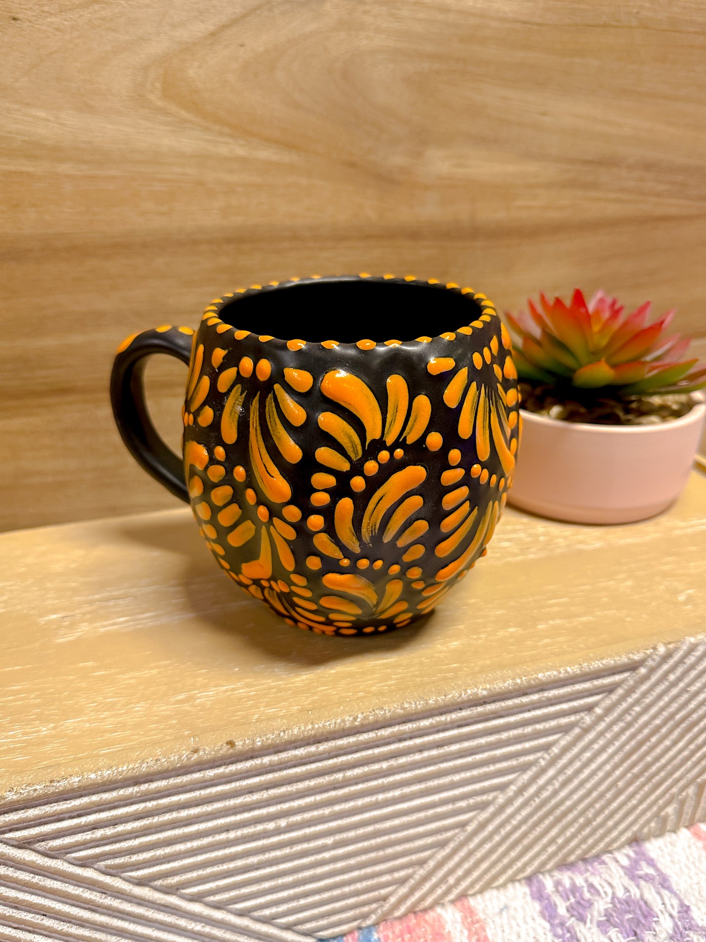 Talavera XL Pumpkin Mug (Orange & Black)