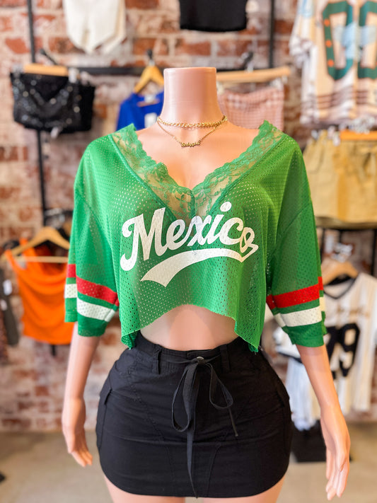 Mexico Lace Crop Jersey (Green) (Pre-order shipping 10/5/25)
