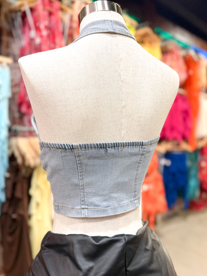 Throwback Denim Top (Light Wash)