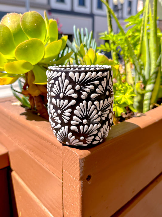 Talavera No Handle Mug (Black & White)