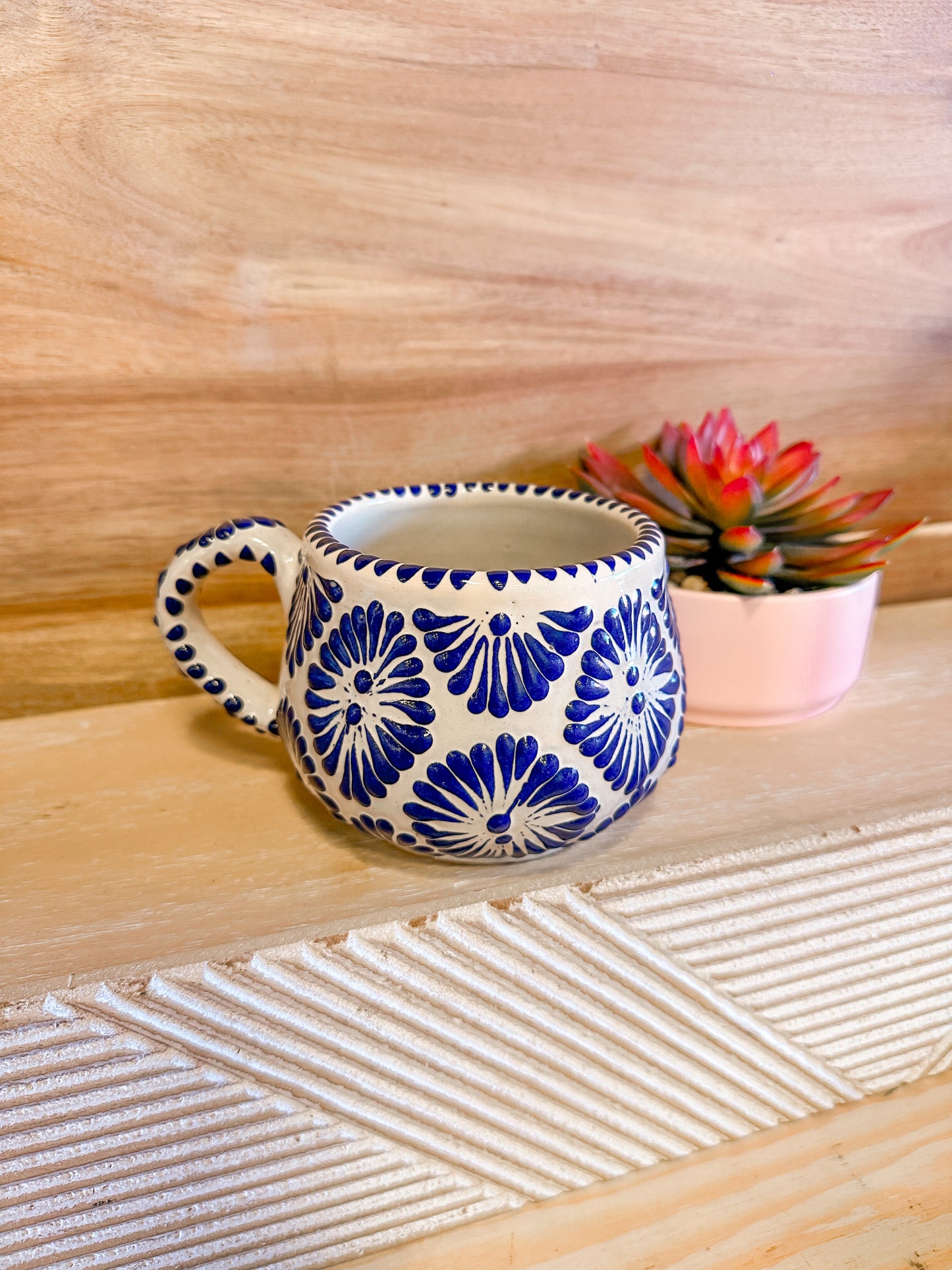 Talavera Low Regular Mug (Blue & White)