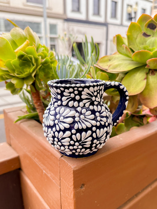 Talavera Jarrito Mug (Royal Blue & White)