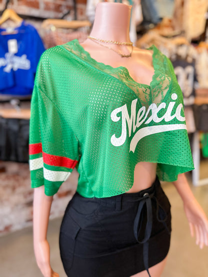 Mexico Lace Crop Jersey (Green) (Pre-order shipping 10/5/25)