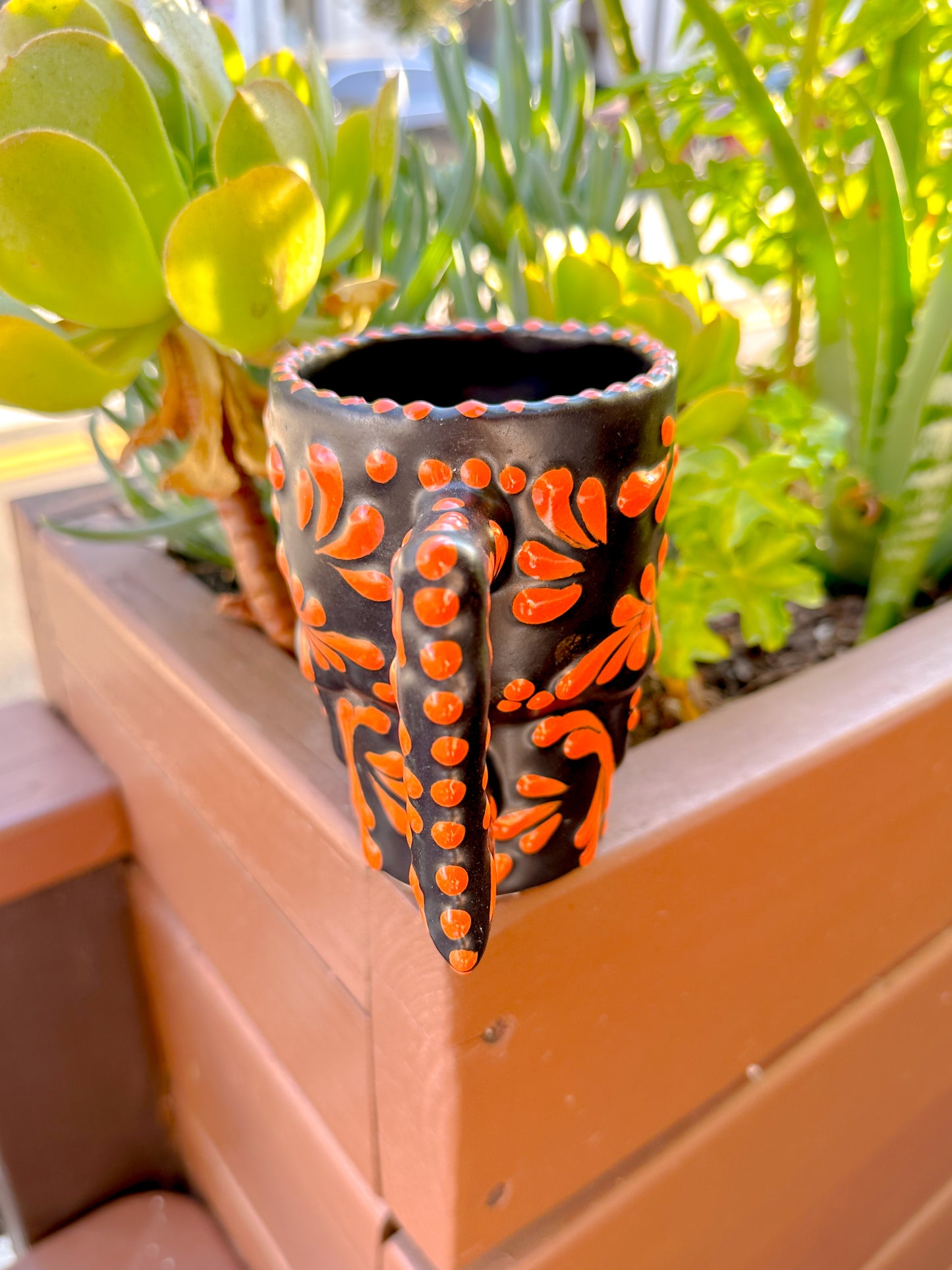 Talavera Medium Skull (Black & Orange)