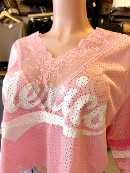 Mexico Lace Crop Jersey (Pink)